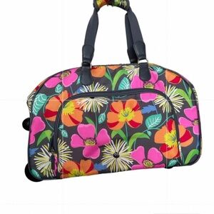 Vera Bradley Rolling Duffle/Suitcase in Jazzy Bloom. Carry on. Telescopic handle